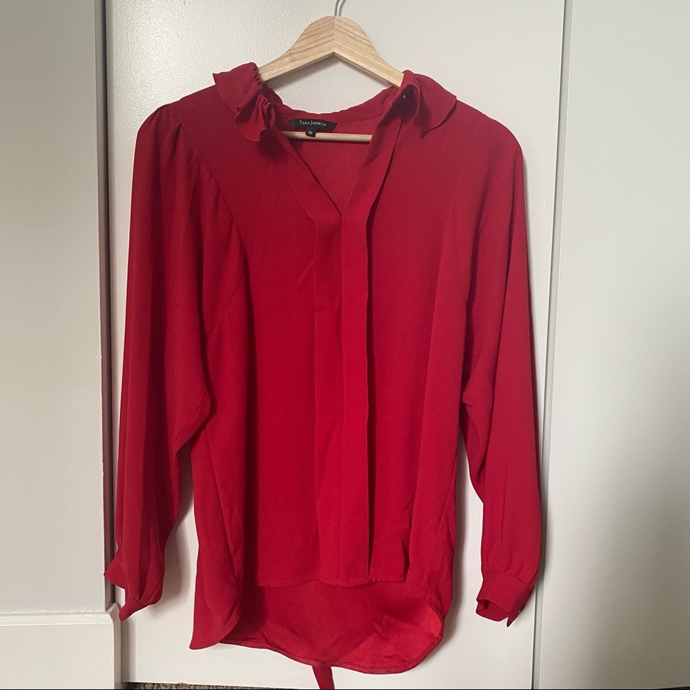 Tara Jarmon Red Back Tie Blouse